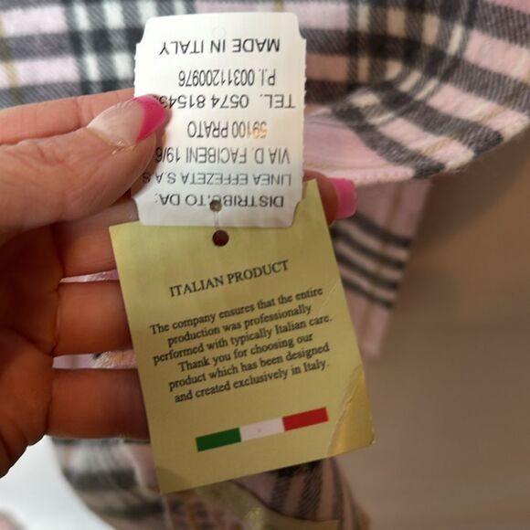 Cashmere Finished Firenza Italia Pink Plaid Women's Scarf. NWT. - Picture 9 of 10